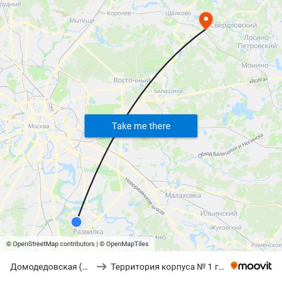 Домодедовская (Domodedovskaya) to Территория корпуса № 1 госпиталя им. Бурденко map