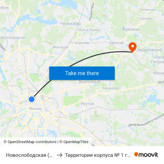Новослободская (Novoslobodskaya) to Территория корпуса № 1 госпиталя им. Бурденко map
