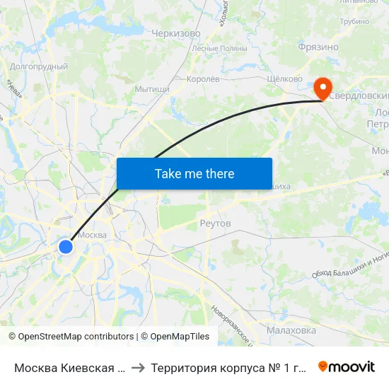 Москва Киевская (Kievsky Station) to Территория корпуса № 1 госпиталя им. Бурденко map
