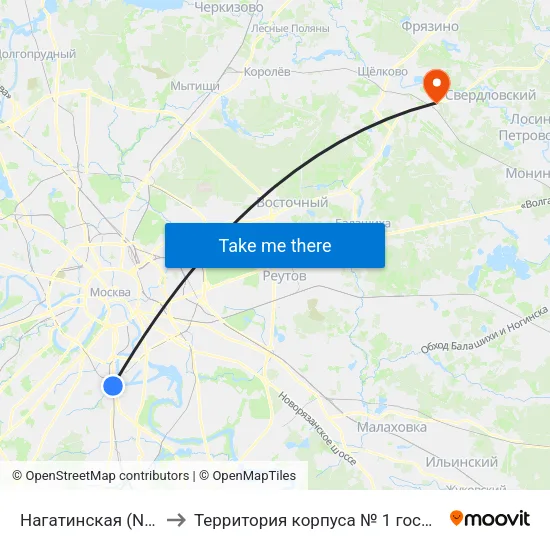 Нагатинская (Nagatinskaya) to Территория корпуса № 1 госпиталя им. Бурденко map
