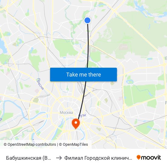 Бабушкинская (Babushkinskaya) to Филиал Городской клинической больницы №4 map