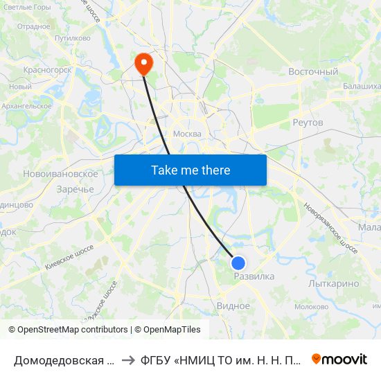 Домодедовская (Domodedovskaya) to ФГБУ «НМИЦ ТО им. Н. Н. Приорова» Минздрава России map