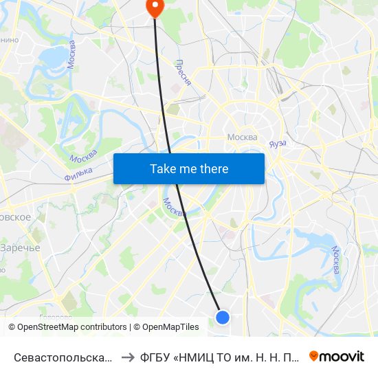 Севастопольская (Sevastopolskaya) to ФГБУ «НМИЦ ТО им. Н. Н. Приорова» Минздрава России map