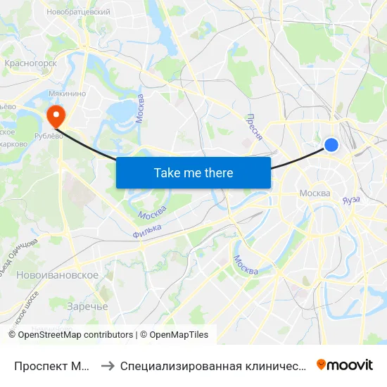 Проспект Мира (Prospekt Mira) to Специализированная клиническая больница №8 имени З.П. Соловьева map