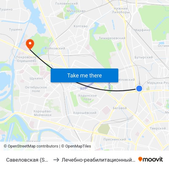 Савеловская (Savelovskaya) to Лечебно-реабилитационный центр Росздрава map