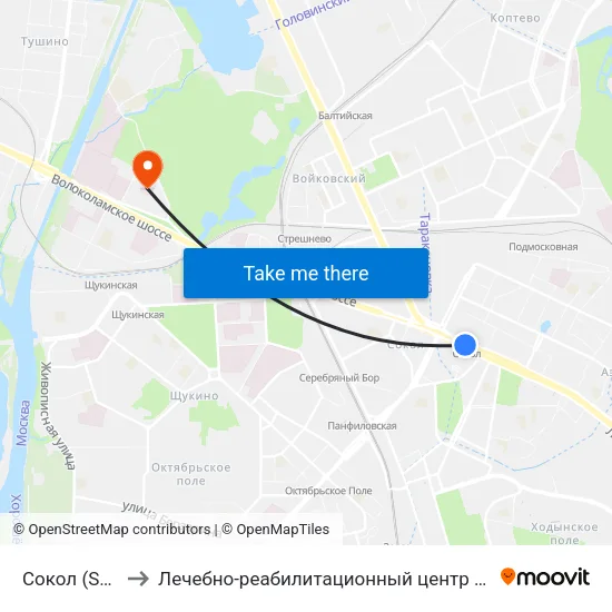 Сокол (Sokol) to Лечебно-реабилитационный центр Росздрава map