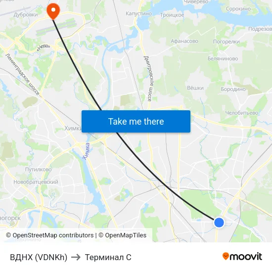 ВДНХ (VDNKh) to Терминал C map