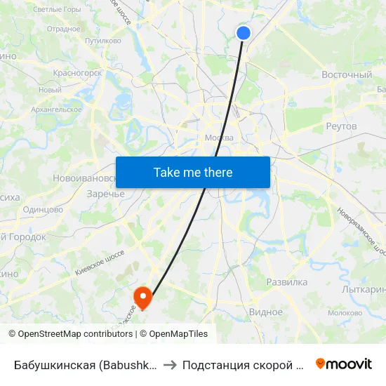 Бабушкинская (Babushkinskaya) to Подстанция скорой помощи map