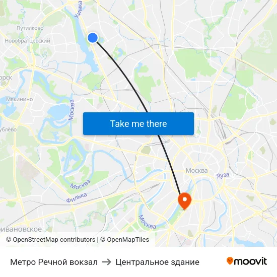 Метро Речной вокзал to Центральное здание map