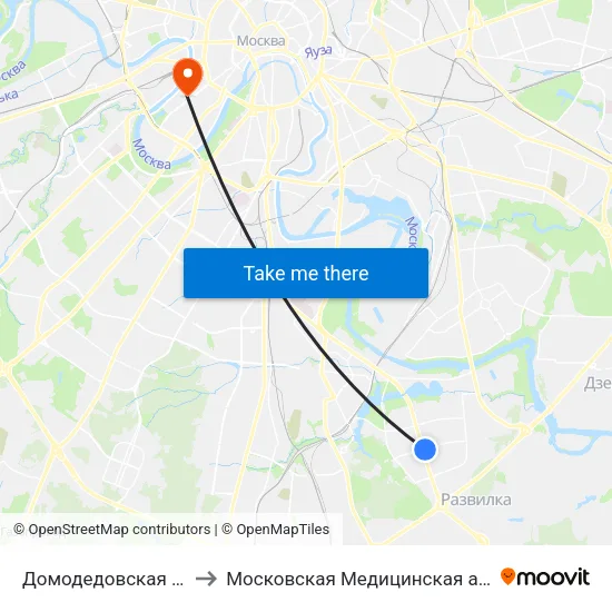 Домодедовская (Domodedovskaya) to Московская Медицинская академия им. И. М. Сеченова map