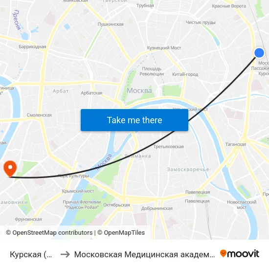 Курская (Kurskaya) to Московская Медицинская академия им. И. М. Сеченова map