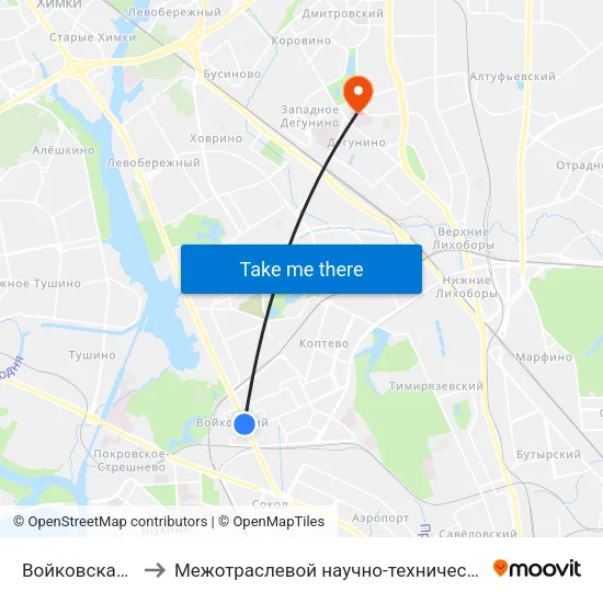 Войковская (Voykovskaya) to Межотраслевой научно-технический комплекс «Микрохирургия глаза» map