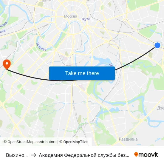 Выхино (Vykhino) to Академия Федеральной службы безопасности Российской Федерации map