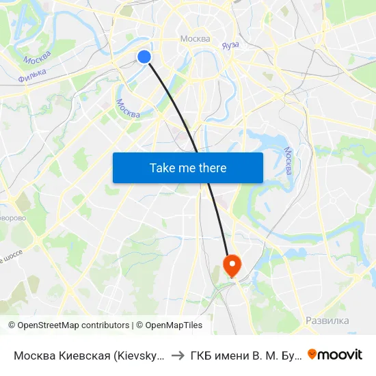 Москва Киевская (Kievsky Station) to ГКБ имени В. М. Буянова map