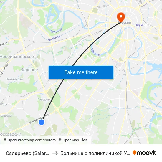 Саларьево (Salaryevo) to Больница с поликлиникой УДП РФ map