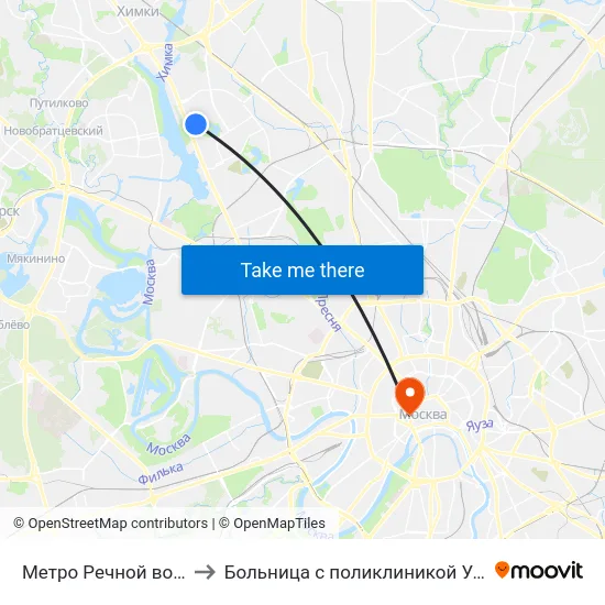 Метро Речной вокзал to Больница с поликлиникой УДП РФ map
