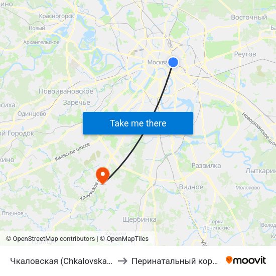 Чкаловская (Chkalovskaya) to Перинатальный корпус map