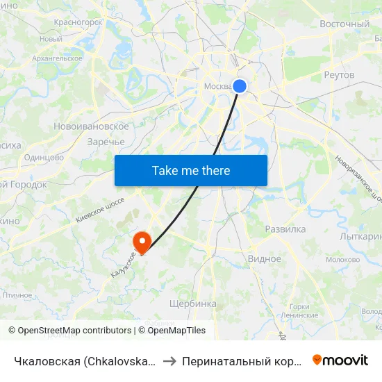 Чкаловская (Chkalovskaya) to Перинатальный корпус map