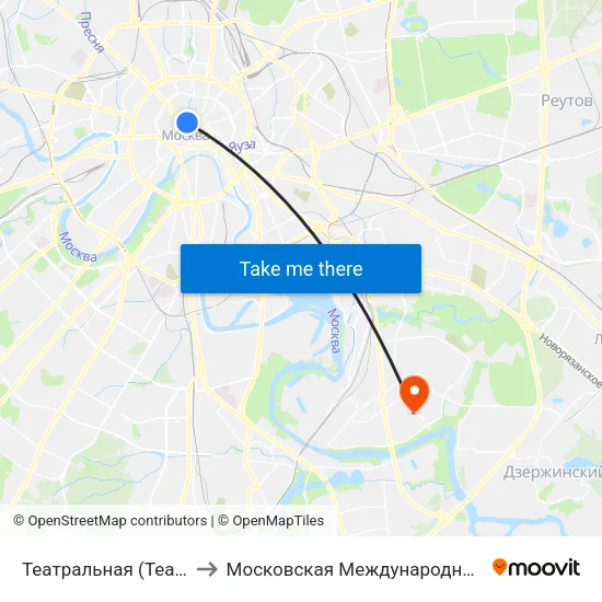 Театральная (Teatralnaya) to Московская Международная Академия map