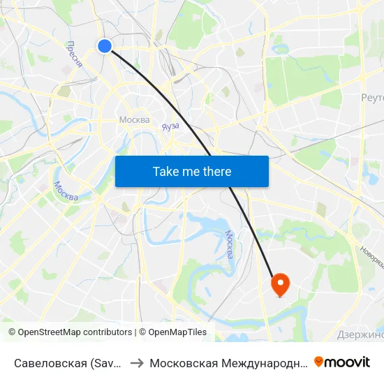 Савеловская (Savelovskaya) to Московская Международная Академия map