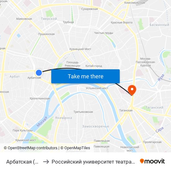 Арбатская (Arbatskaya) to Российский университет театрального искусства ГИТИС map