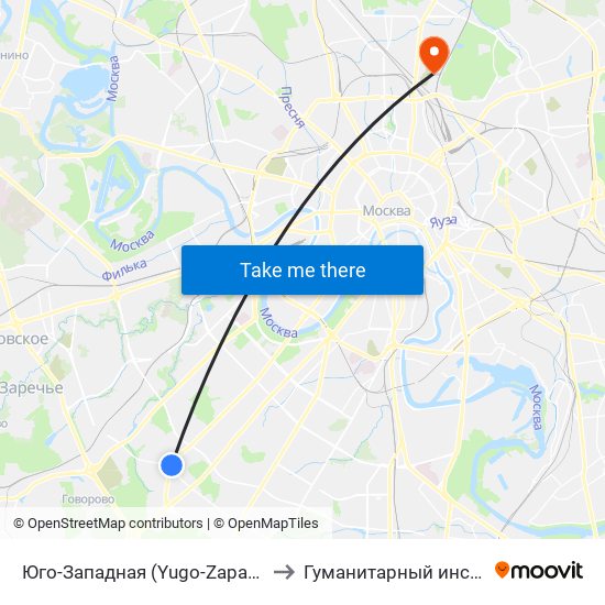 Юго-Западная (Yugo-Zapadnaya) to Гуманитарный институт map