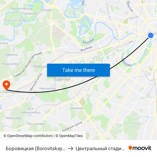 Боровицкая (Borovitskaya) to Центральный стадион map