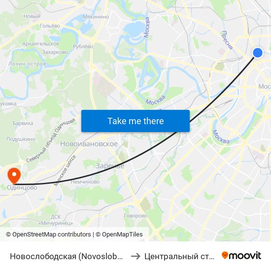 Новослободская (Novoslobodskaya) to Центральный стадион map