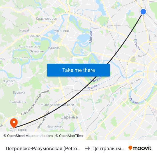 Петровско-Разумовская (Petrovsko-Razumovskaya) to Центральный стадион map