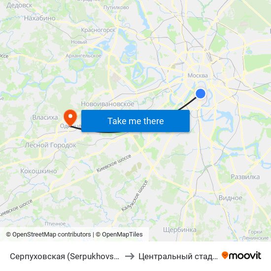 Серпуховская (Serpukhovskaya) to Центральный стадион map