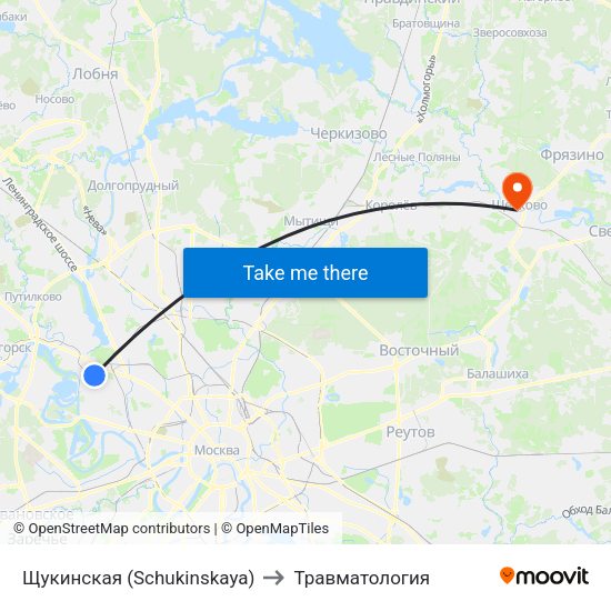 Щукинская (Schukinskaya) to Травматология map