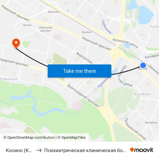 Косино (Kosino) to Психиатрическая клиническая больница № 13 map