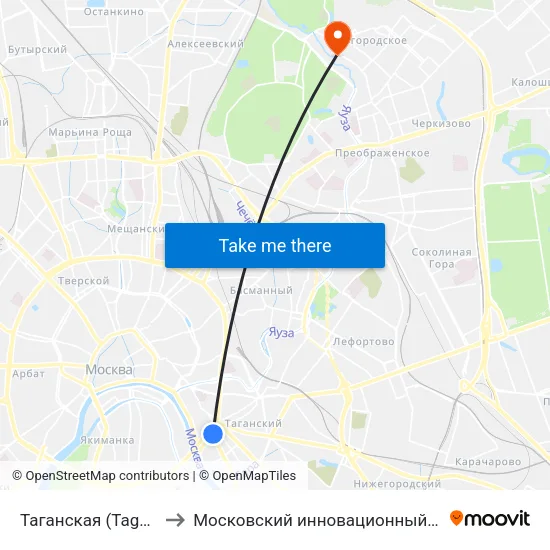 Таганская (Taganskaya) to Московский инновационный университет map