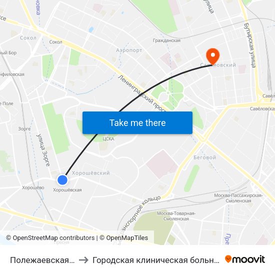 Полежаевская (Polezhaevskaya) to Городская клиническая больница № 24. Перинатальный центр map