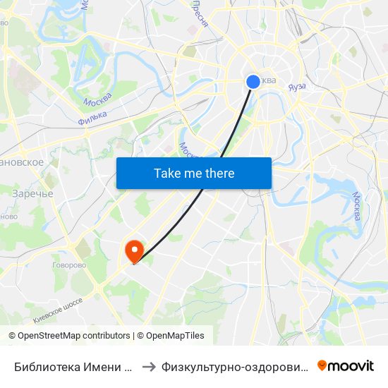 Библиотека Имени Ленина (Biblioteka Imeni Lenina) to Физкультурно-оздоровительный комплекс РУДН (ФОК РУДН) map