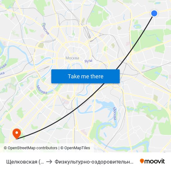 Щелковская (Schelkovskaya) to Физкультурно-оздоровительный комплекс РУДН (ФОК РУДН) map