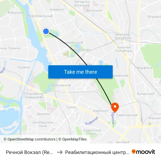 Речной Вокзал (Rechnoy Vokzal) to Реабилитационный центр «Преодоление» map