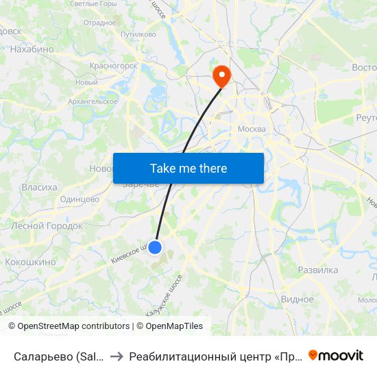 Саларьево (Salaryevo) to Реабилитационный центр «Преодоление» map