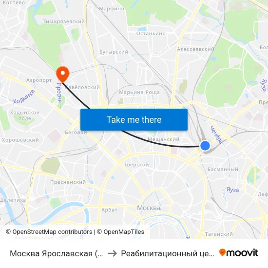 Москва Ярославская (Yaroslavsky Station) to Реабилитационный центр «Преодоление» map