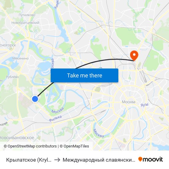 Крылатское (Krylatskoe) to Международный славянский институт map