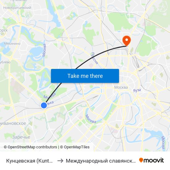 Кунцевская (Kuntsevskaya) to Международный славянский институт map