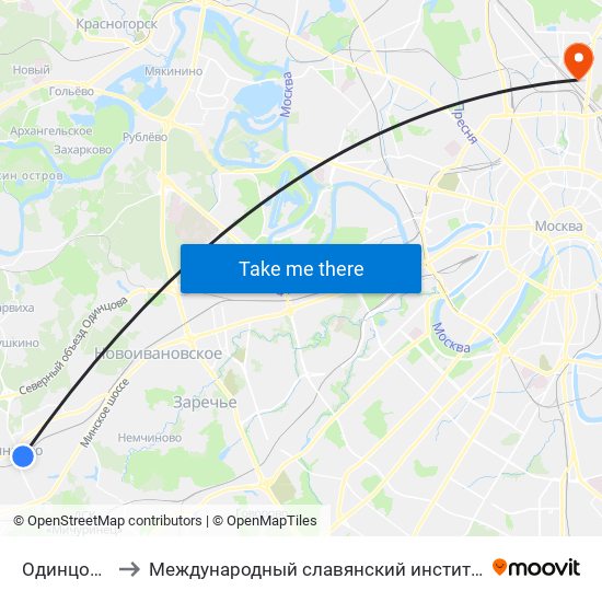 Одинцово to Международный славянский институт map