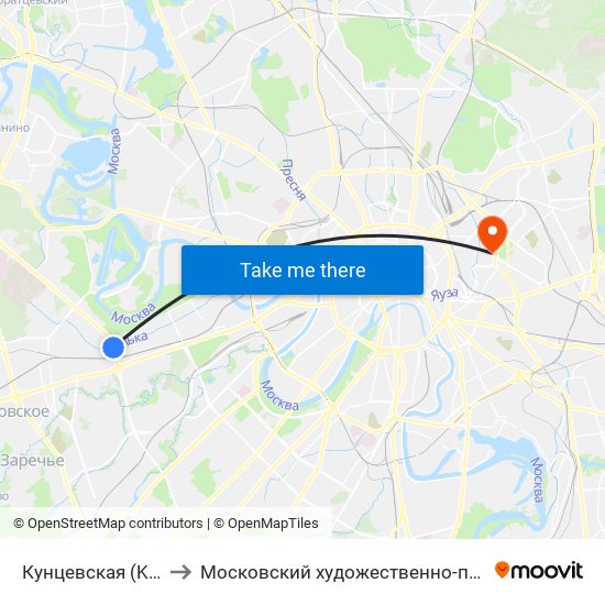 Кунцевская (Kuntsevskaya) to Московский художественно-промышленный институт map