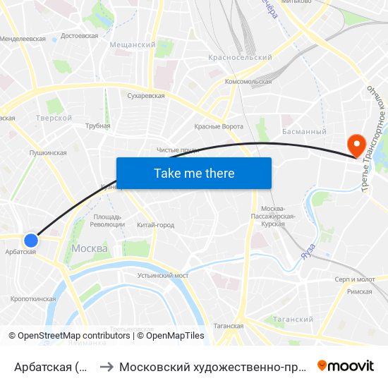 Арбатская (Arbatskaya) to Московский художественно-промышленный институт map