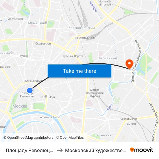 Площадь Революции (Ploschad Revolyutsii) to Московский художественно-промышленный институт map