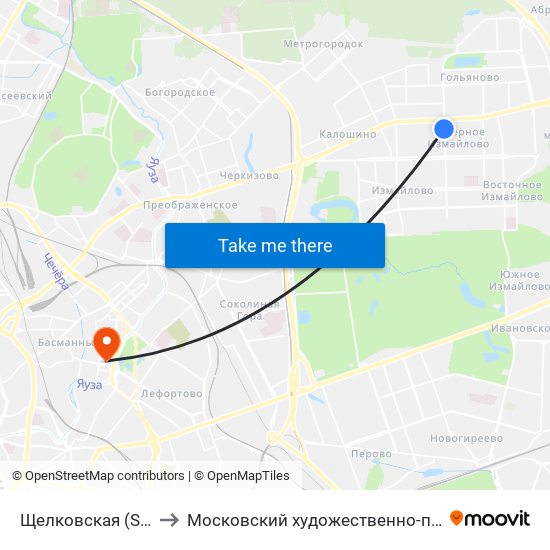 Щелковская (Schelkovskaya) to Московский художественно-промышленный институт map