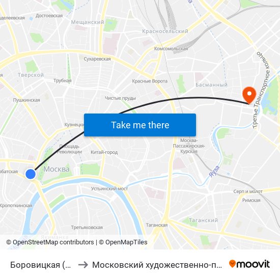 Боровицкая (Borovitskaya) to Московский художественно-промышленный институт map