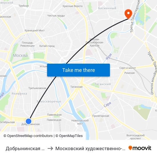 Добрынинская (Dobryninskaya) to Московский художественно-промышленный институт map