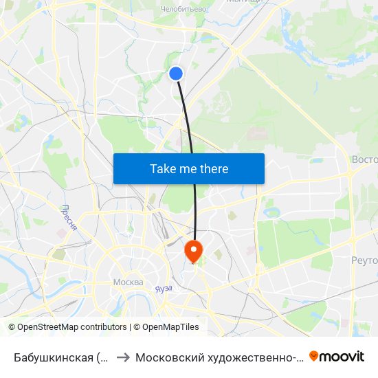 Бабушкинская (Babushkinskaya) to Московский художественно-промышленный институт map