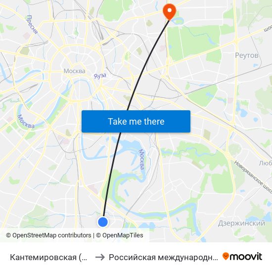 Кантемировская (Kantemirovskaya) to Российская международная академия туризма map